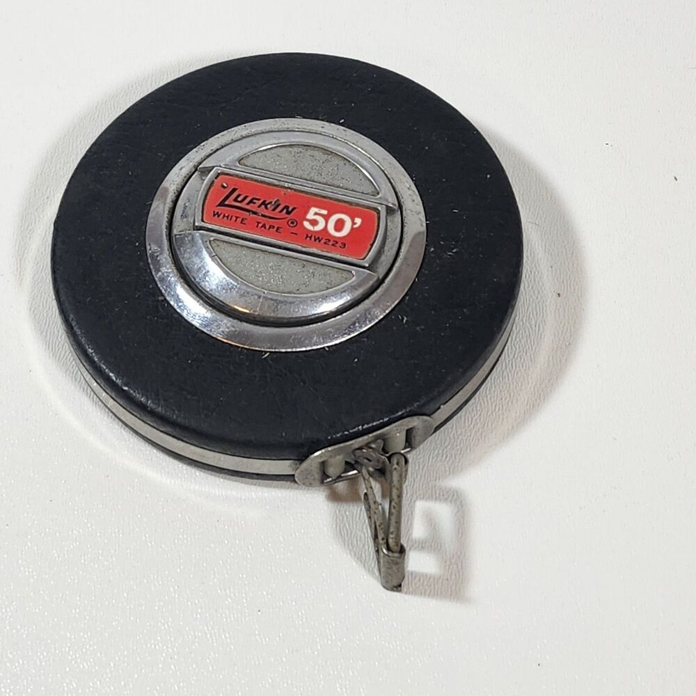 Lufkin Rule Co Steel Tape Measure White Clad HW223 50 Ft  USA Measuring Vintage